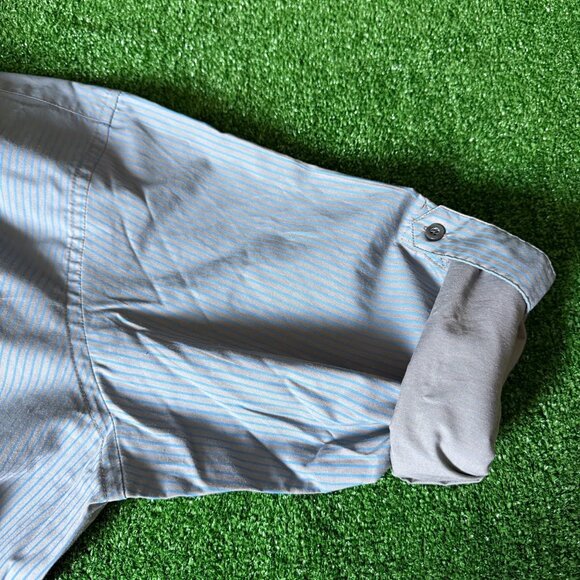 Fuse Roll-Up Sleeve Button Up Striped Gray Lightweight Casual Shirt Tall Size XL - Picture 12 of 12